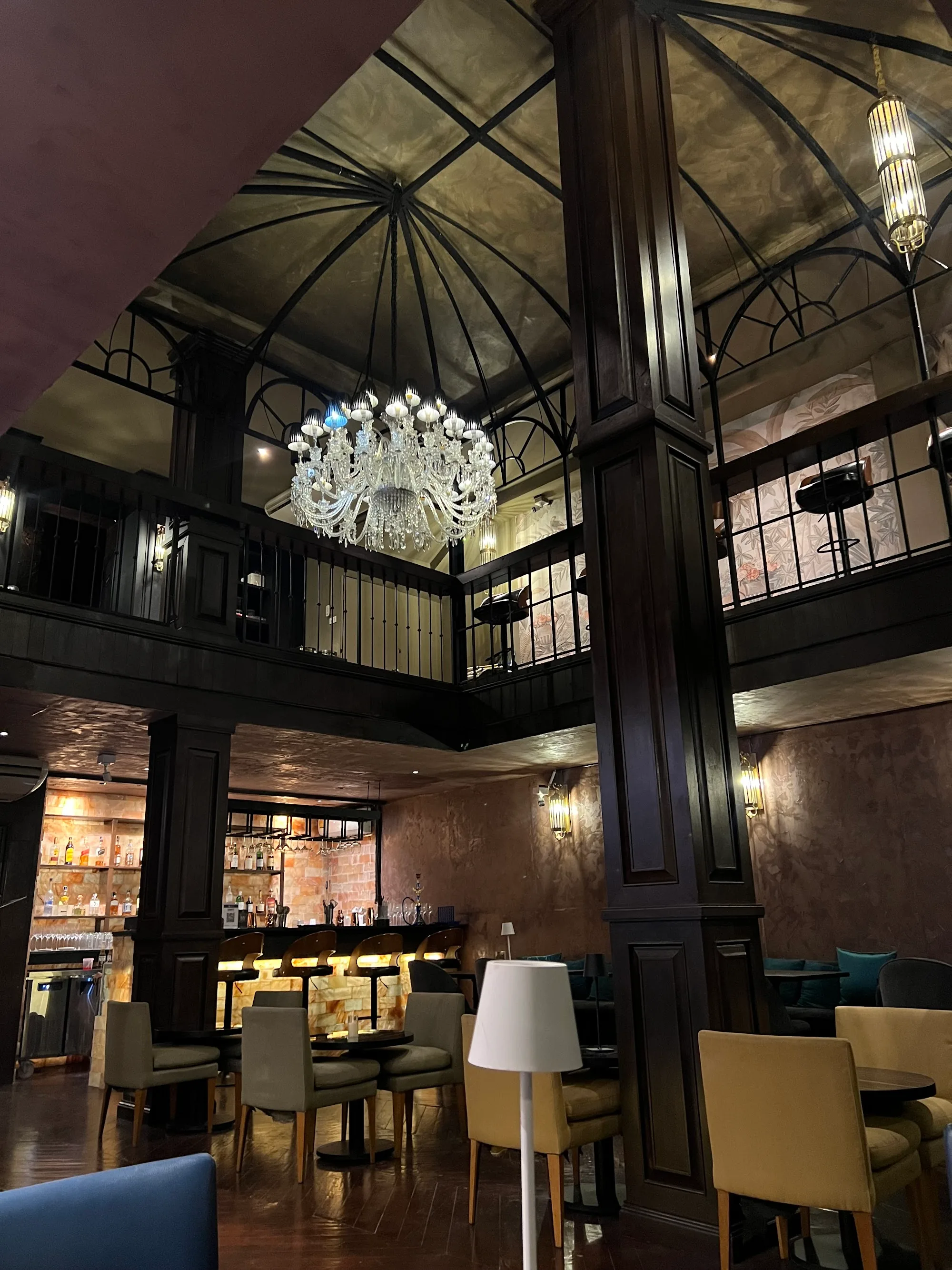 Chandelier lounge interior with bar at Saint of Salt Sukhumvit, Bangkok