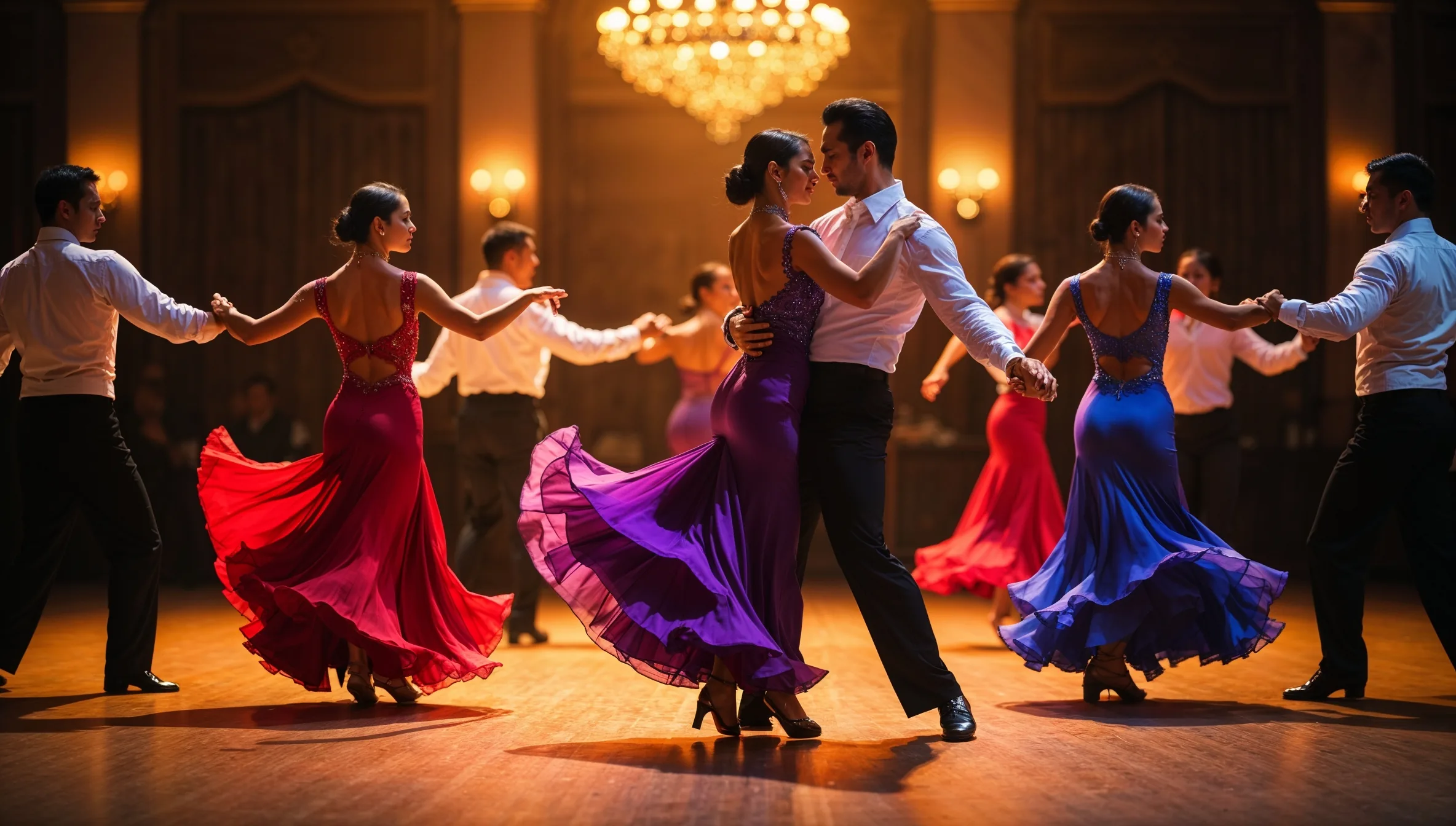 Couple dancing bachata at Bachata Master Studio in Lodz