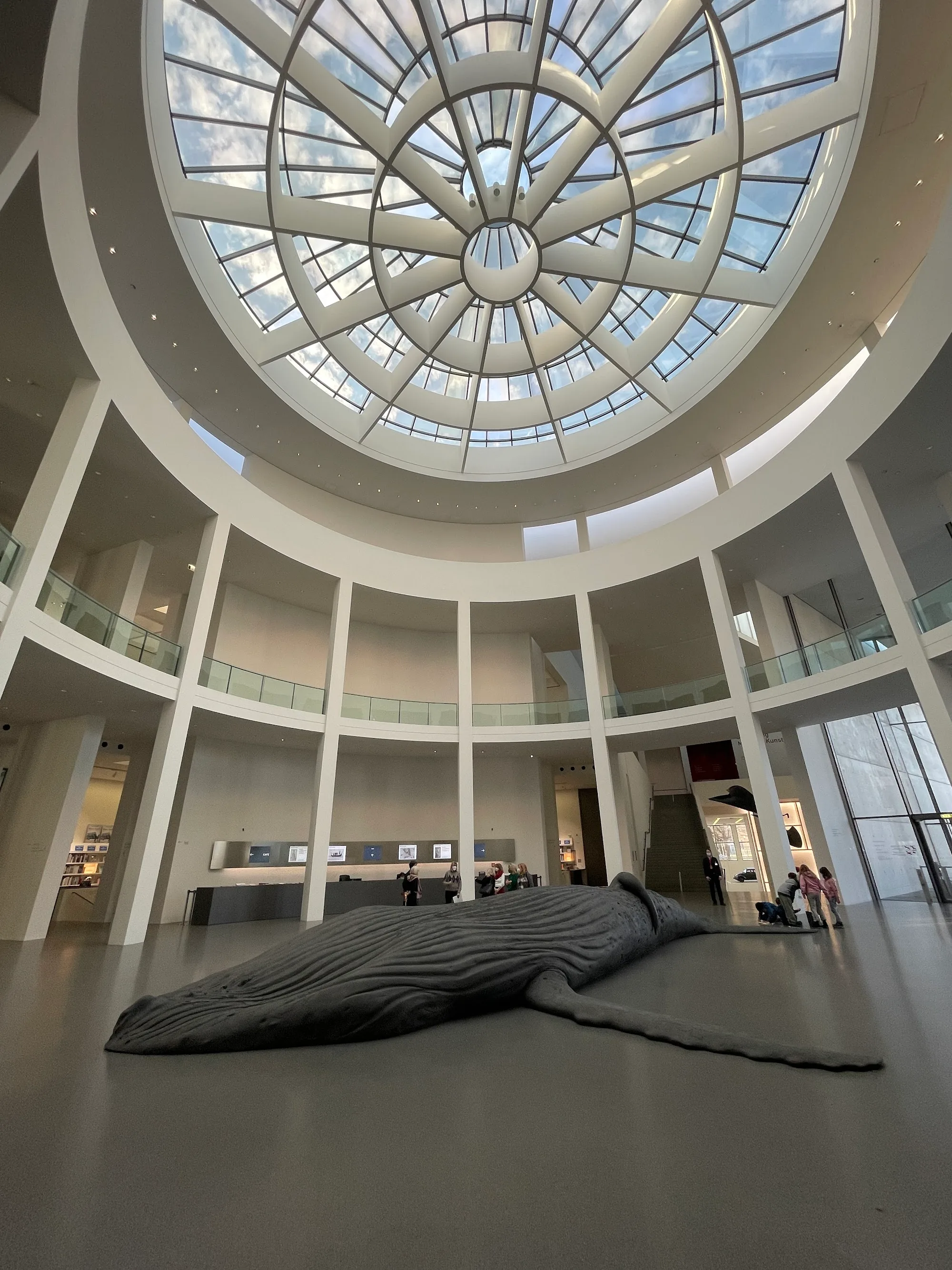Domed rotunda interior with glass oculus skylight at Pinakothek der Moderne, Munich — kizomba, bachata, salsa venue in Munich