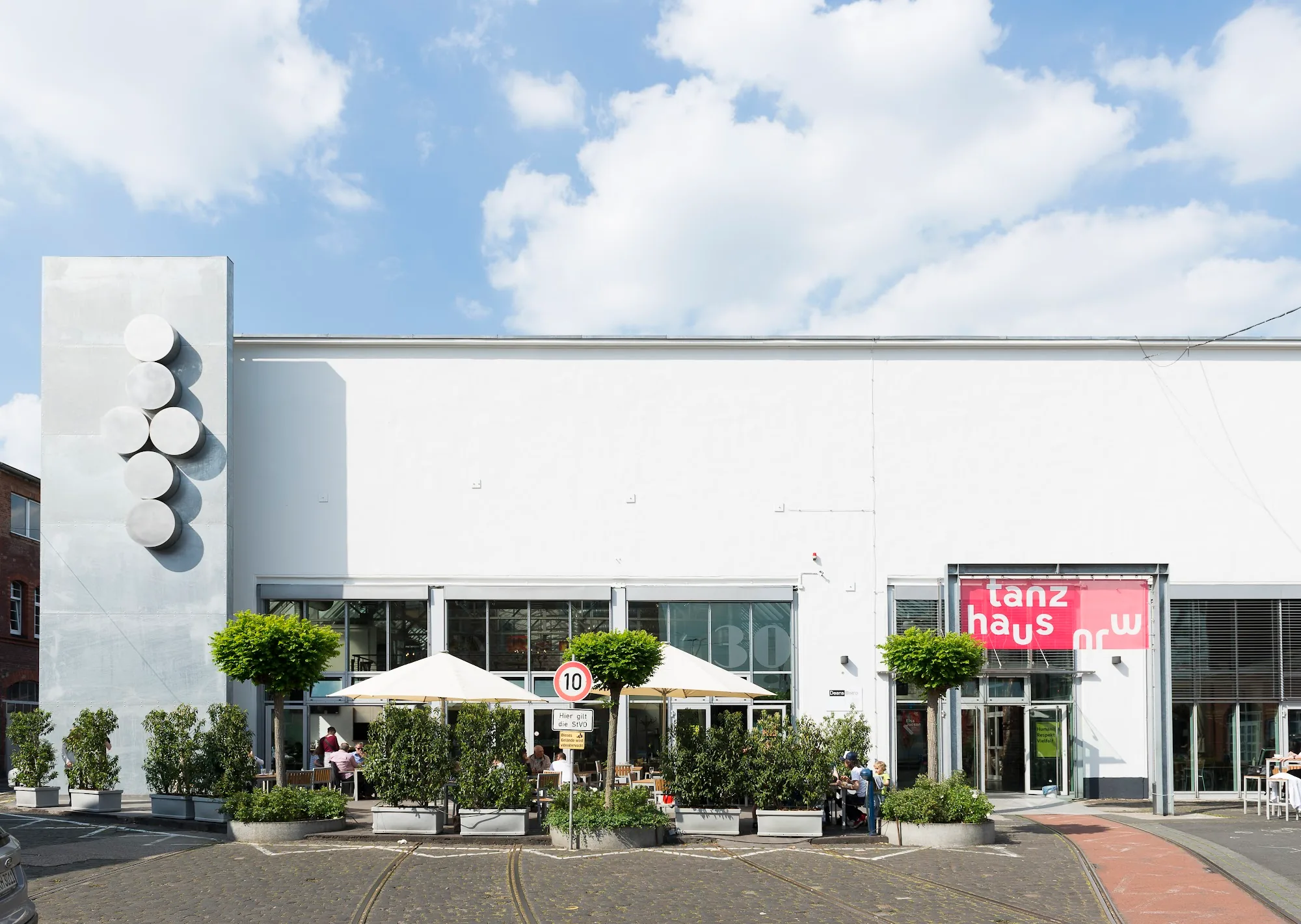 Branded exterior of Tanzhaus NRW cultural venue in Düsseldorf