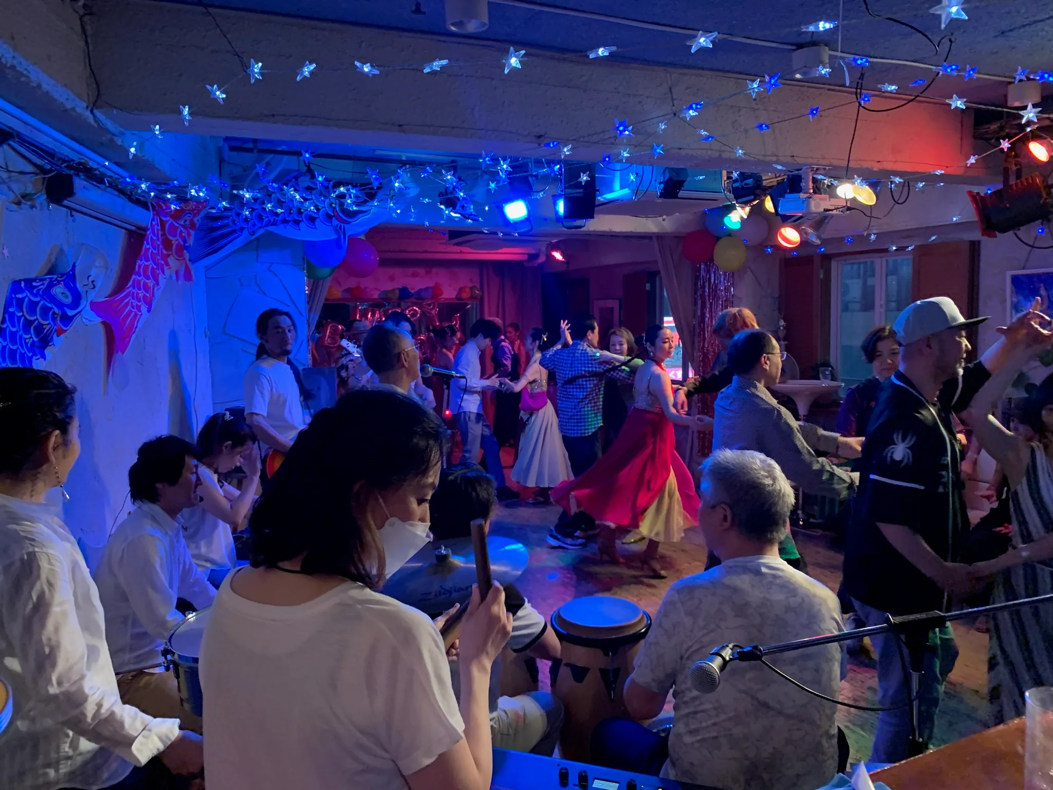 Interior of Salud salsa club with dancers in Nippori Tokyo