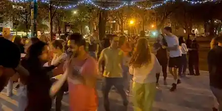 Social salsa and bachata dancing at Park of Little Italy, Montreal