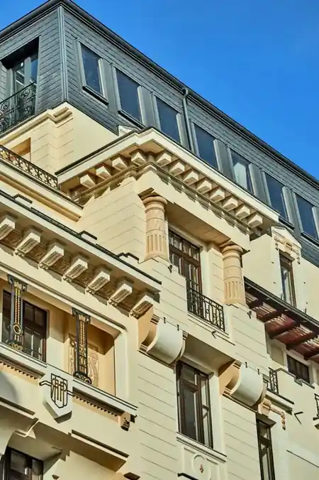 Ornate Art Nouveau facade of the Mille 18 Events building in central Bucharest — salsa, bachata, kizomba venue in Bucharest