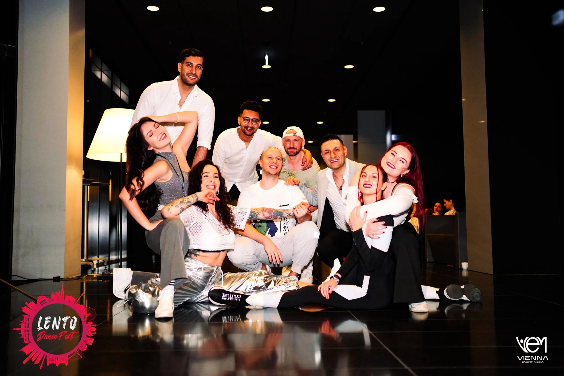 Lento Dance Vienna team group portrait inside the venue