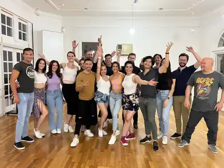 Bachata Corazon dance class group photo at The Space, Melbourne