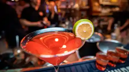 Cocktail served at the bar of Casa de la Musica Wroclaw — salsa, bachata venue in Wroclaw