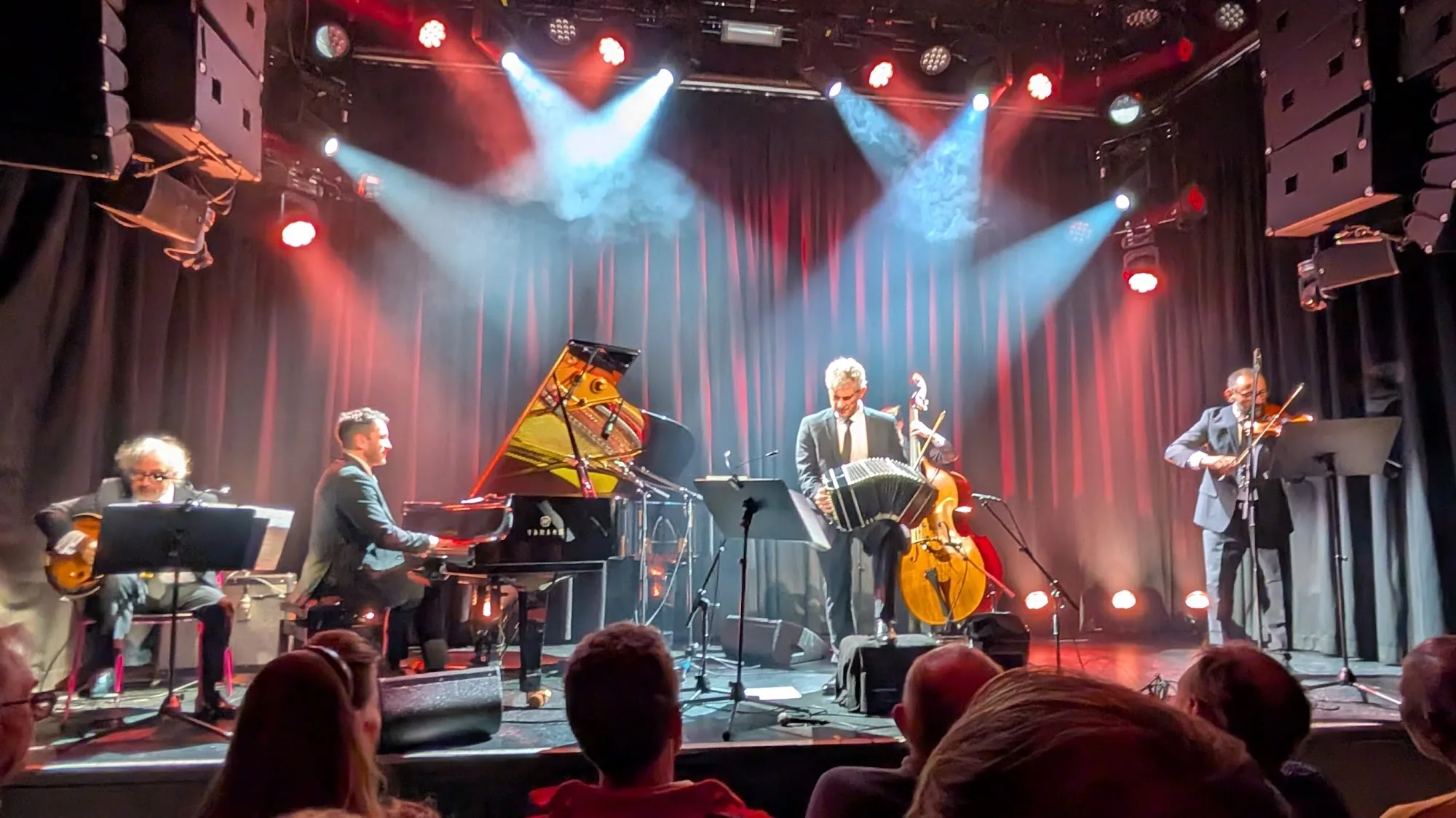 Live jazz band performing on stage at Moods Zurich with stage lighting