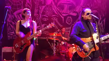 Live rock band on stage at Moods Zurich with vivid pink stage lighting — bachata, salsa venue in Zurich
