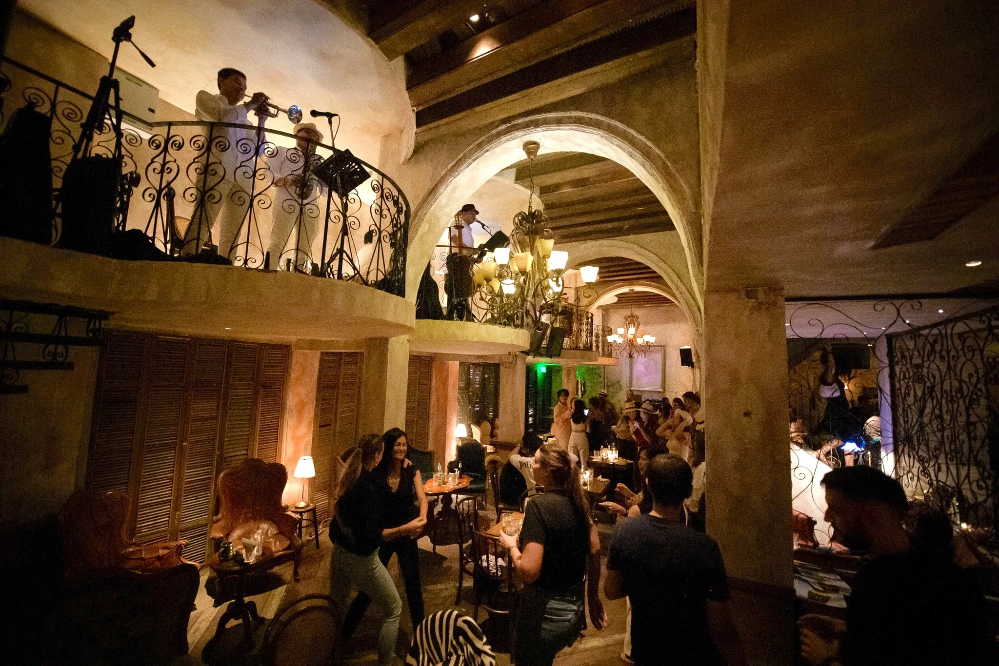 The cocktail bar at Havana Social with its distinctive distressed walls.