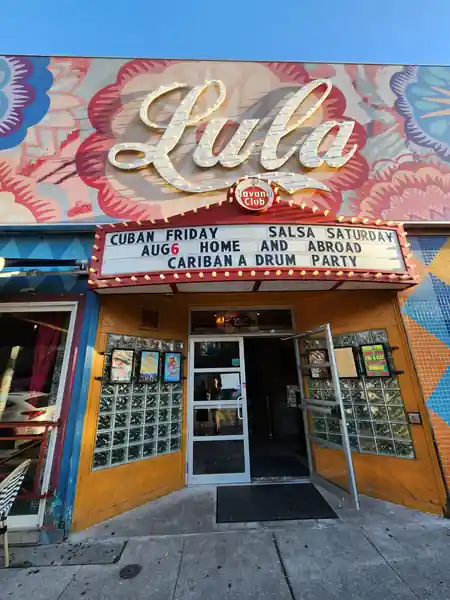 Lula Lounge Toronto entrance at night with Salsa Saturday neon exterior signage