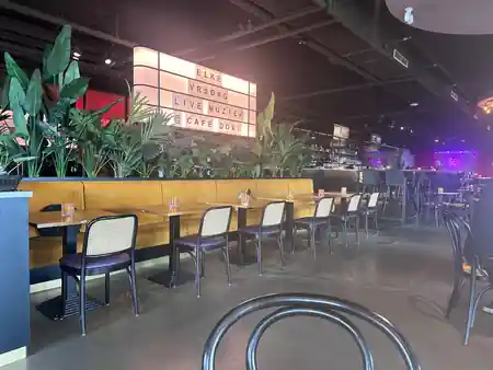 Dox interior with live music sign and stage area in Rotterdam Netherlands — salsa, bachata, kizomba venue in Rotterdam