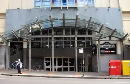 Off Broadway Hotel street entrance with venue signage in Glebe, Sydney — kizomba, zouk, bachata venue in Sydney