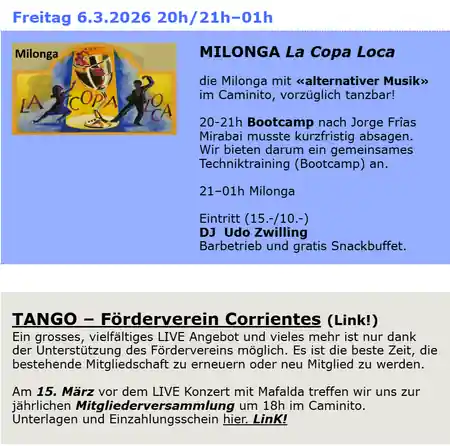 Corrientes, Basel – dance event flyer for social night — salsa, bachata, kizomba venue in Basel