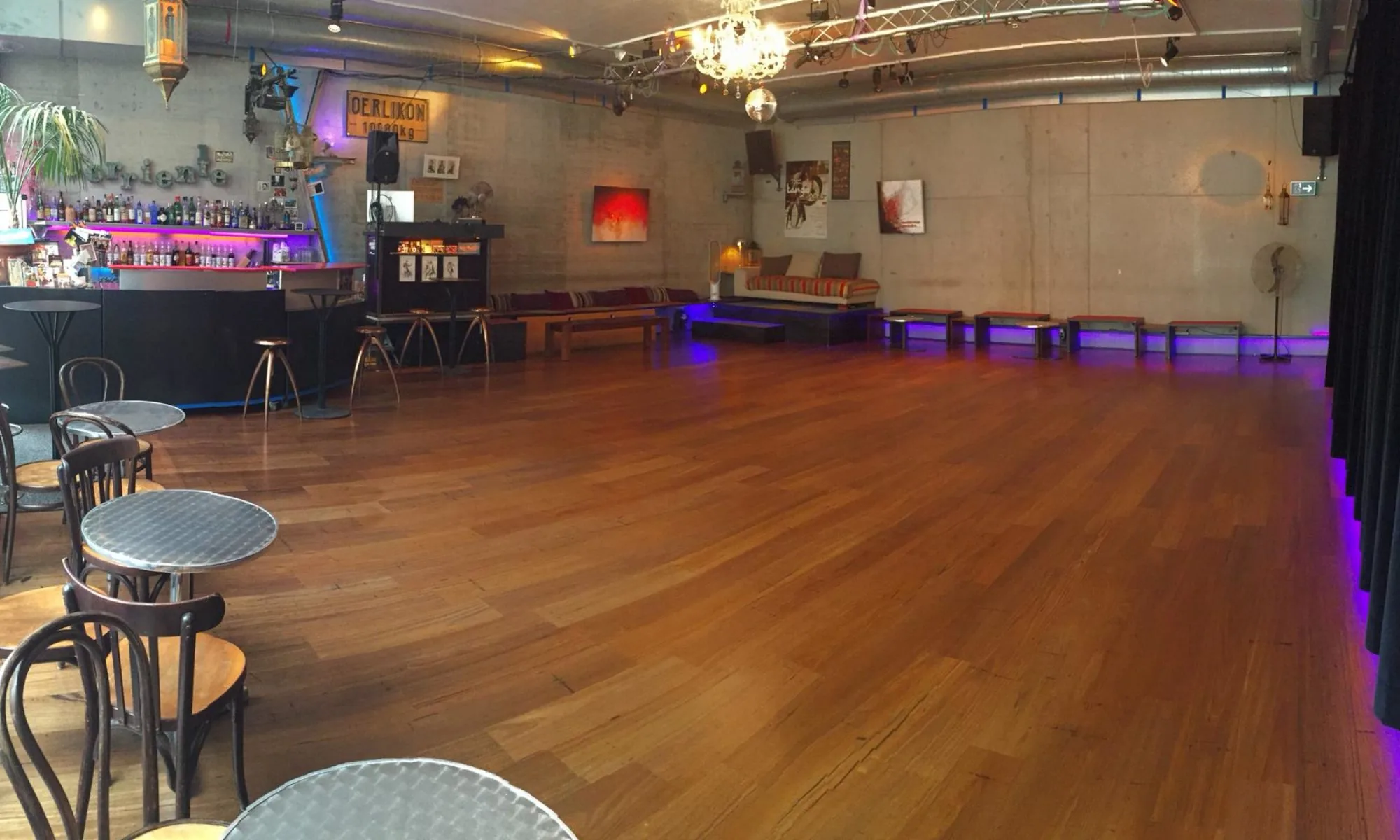 Corrientes, Basel – venue interior with dance floor at Gundeldinger Feld — salsa, bachata, kizomba venue in Basel