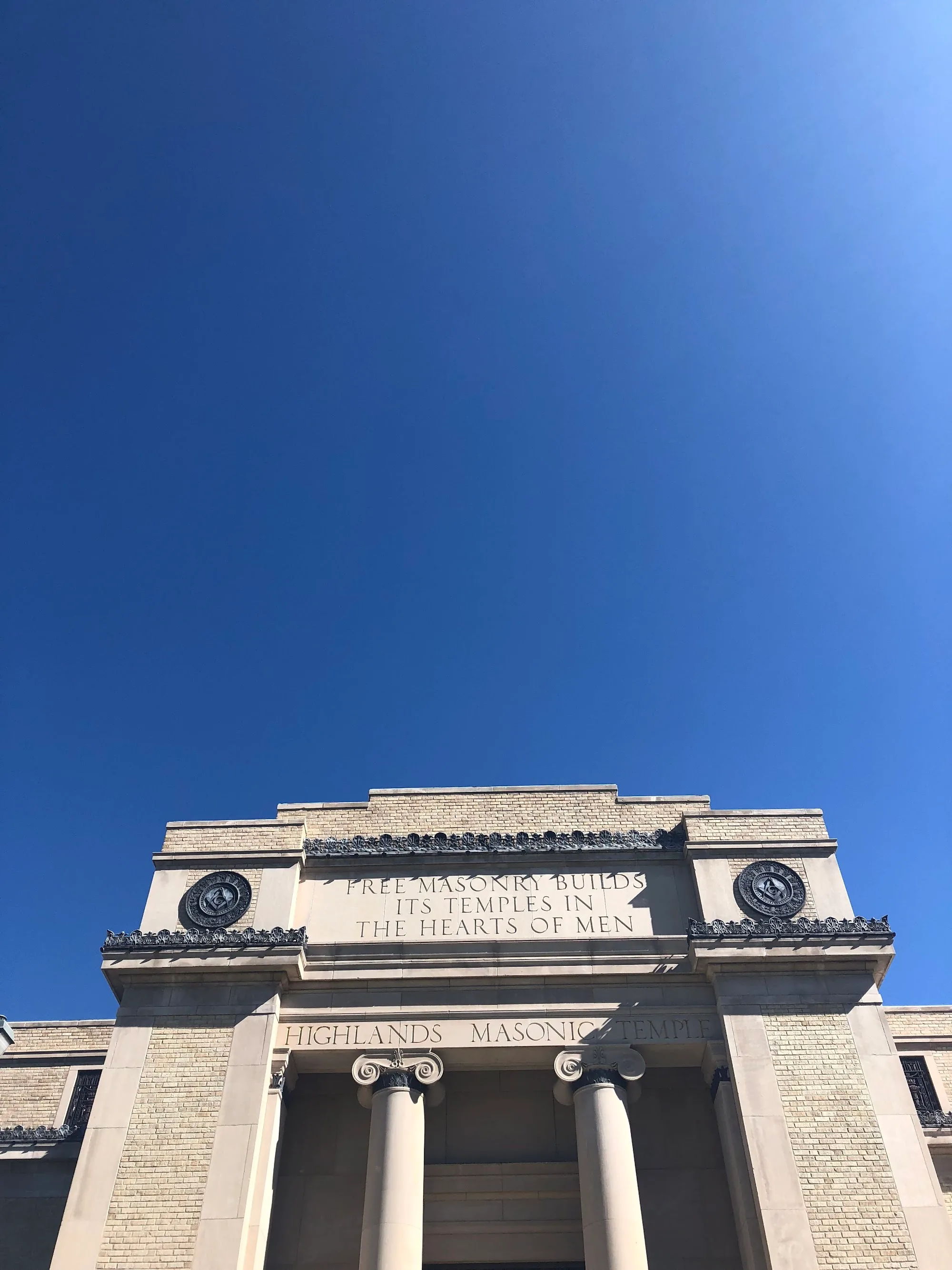 Exterior facade with Highlands Masonic Temple signage, the Highlands Event Center in Denver