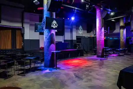 Sound of Brazil dance floor and stage with purple lighting at SOB's NYC — salsa venue in New York