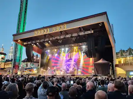 Live music on the Gröna Lund main stage with crowd at Stockholm dance event — salsa, bachata venue in Stockholm