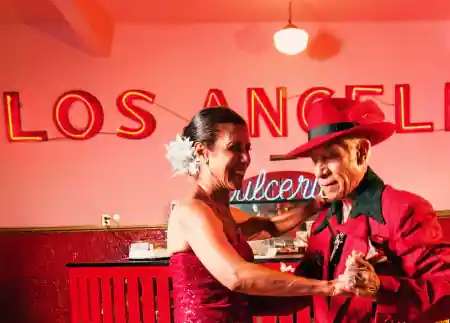 Dancers on the wooden dance floor at Salón Los Ángeles, Mexico City's iconic 1937 dancehall — salsa venue in Mexico City