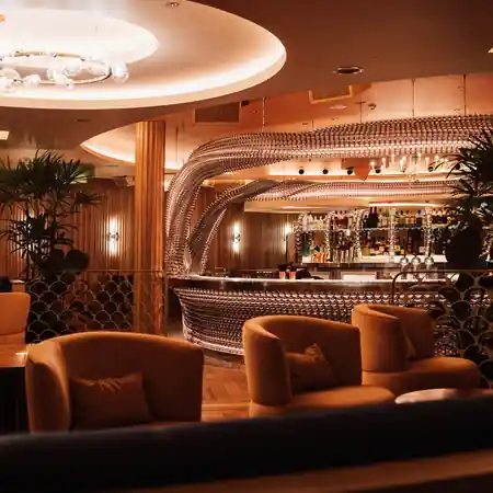 Signature curved bar and art deco lounge interior at Cloudland in Brisbane — salsa, bachata venue in Brisbane