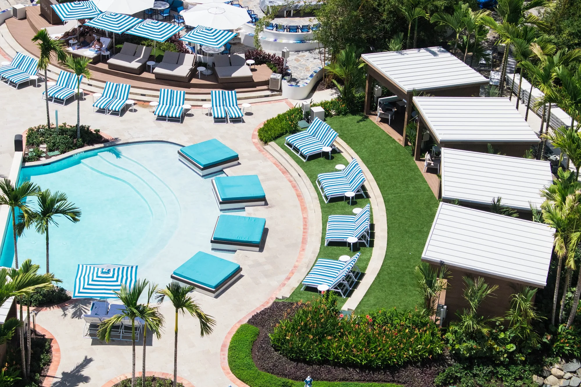 Fairmont El San Juan Hotel aerial view of resort pool and grounds in Carolina Puerto Rico