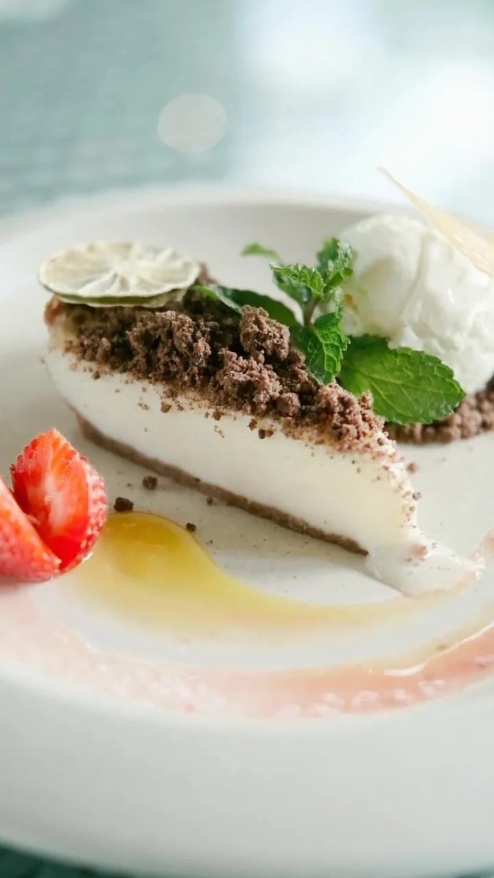 Artisan dessert with ice cream and fresh strawberry at Herb Library Ubud