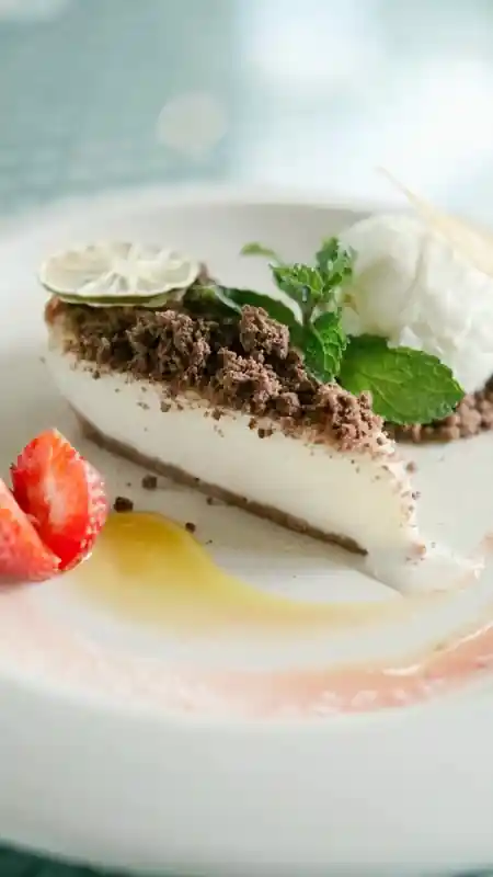 Artisan dessert with ice cream and fresh strawberry at Herb Library Ubud — bachata, salsa, kizomba venue in Bali