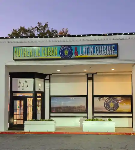 Tortugas Cuban Grill exterior daytime with Authentic Cuban Latin Cuisine sign Atlanta — salsa, bachata venue in Atlanta