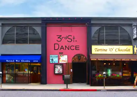 3rd St Dance branded exterior storefront at Dance Street California in Pasadena, kizomba venue in Pasadena