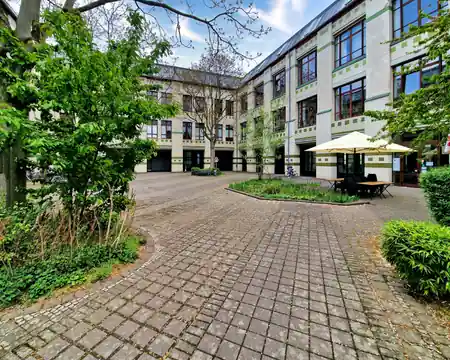 Bürgerhaus Salzmannbau venue courtyard exterior in Düsseldorf — bachata, salsa venue in Düsseldorf