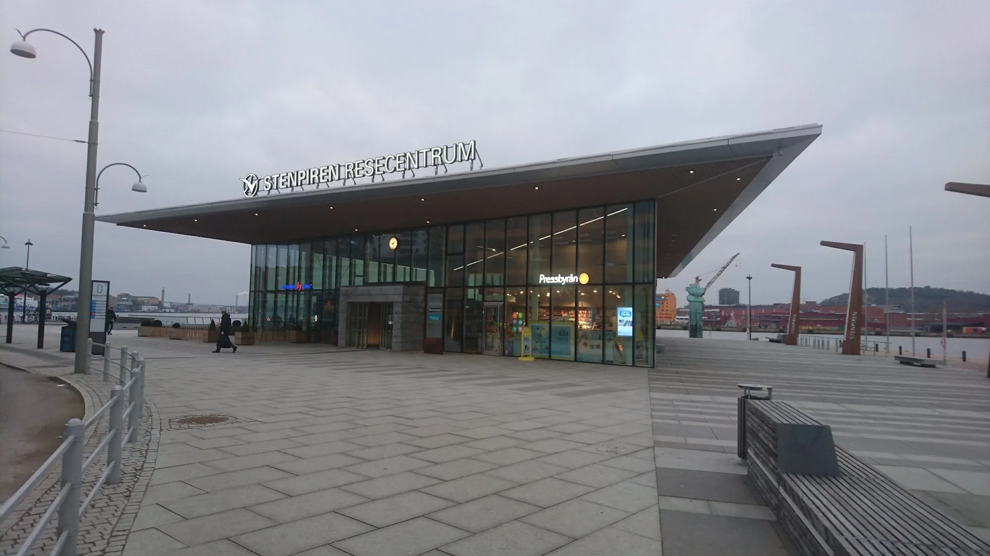 Stenpiren transit station branded exterior in Gothenburg Sweden
