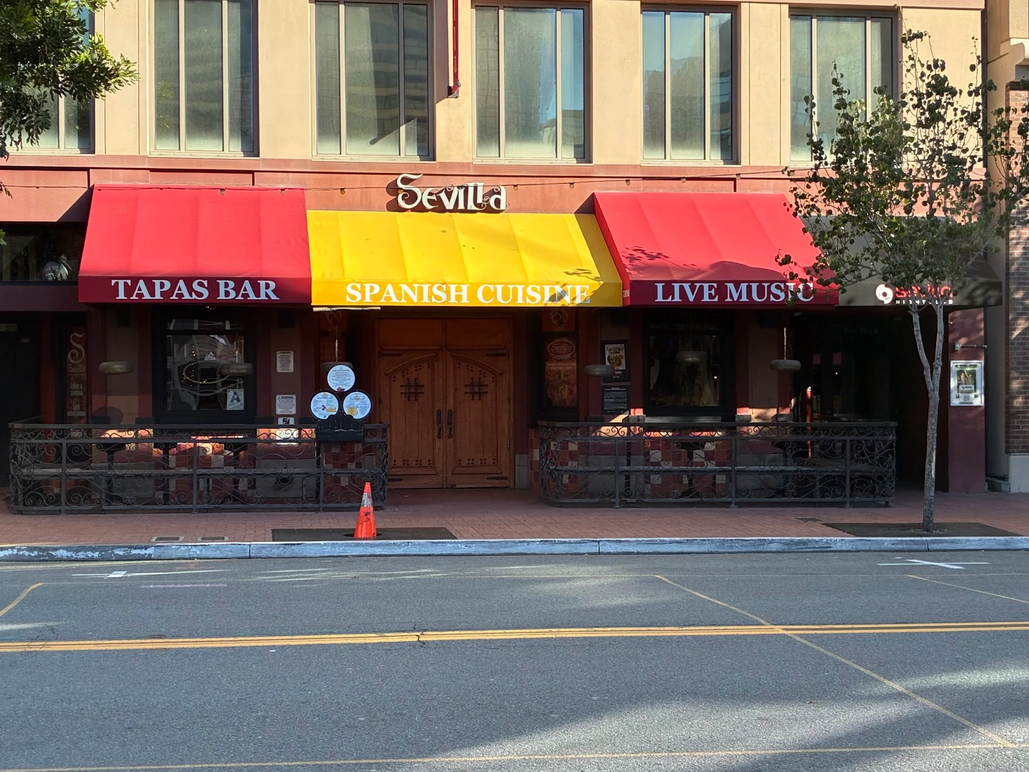 Sevilla Nightclub street exterior and signage in San Diego, tapas bar and live music
