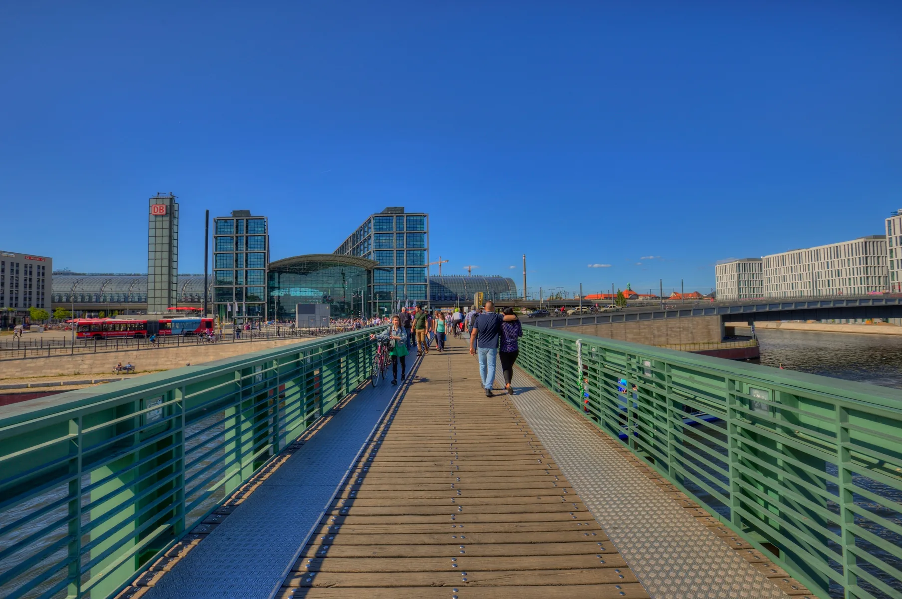 Gustav-Heinemann-Bruecke pedestrian bridge with Berlin skyline, Berlin — bachata venue in Berlin