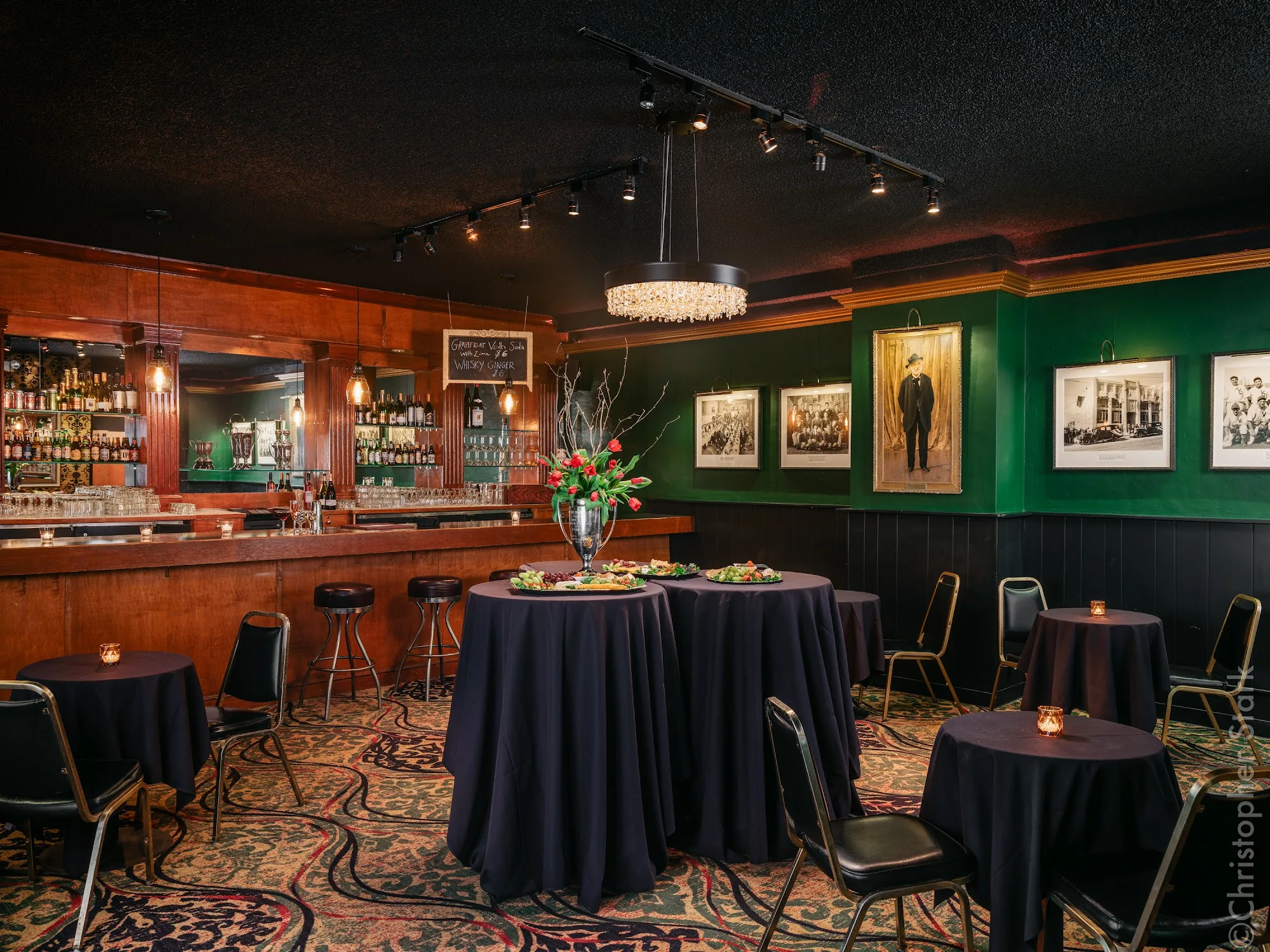 Classic bar and cocktail lounge interior at Verdi Club San Francisco