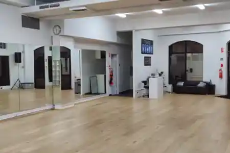 Dance studio interior with wooden floor and mirrors at Dance Mambo Ultimo Sydney — zouk venue in Sydney