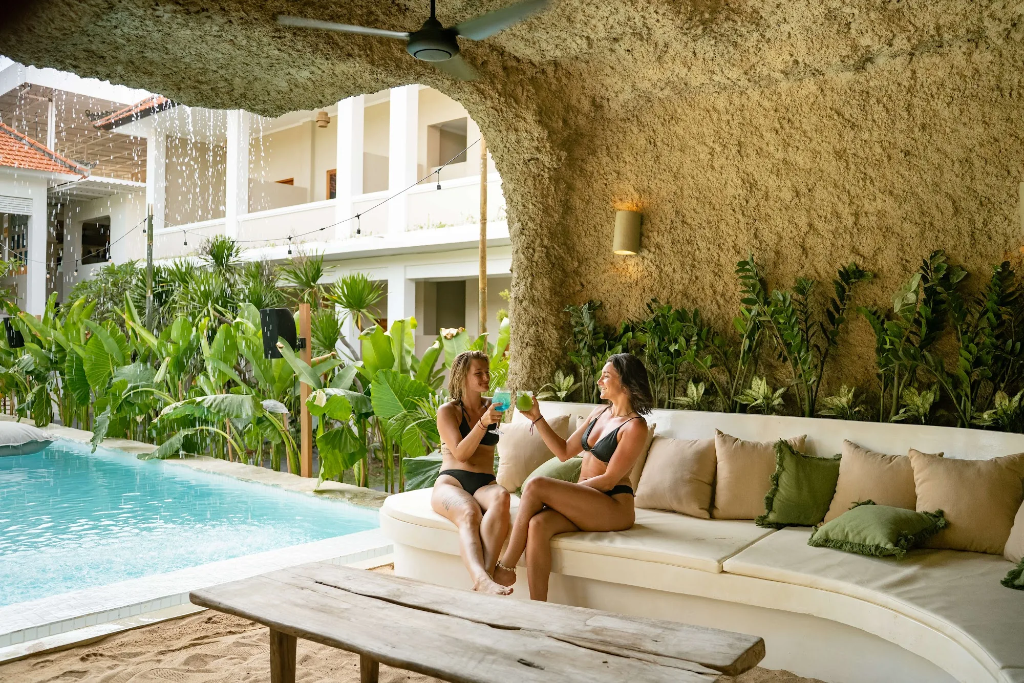 Poolside lounge area at Mad Monkey Uluwatu, Bali