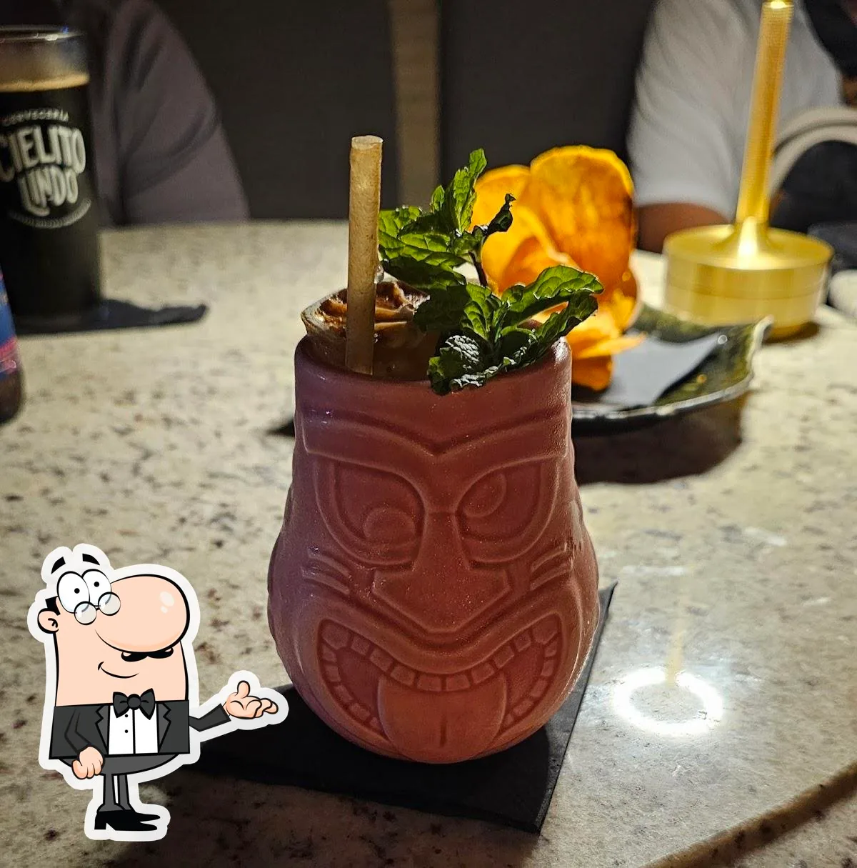 Simaruba rooftop bar interior with ambient lighting
