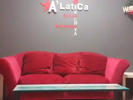 A Latica Salsa Bachata Kizomba branded lounge corner at Salle Le Temple Pessac
