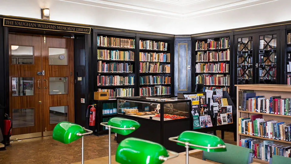 Vaughan Williams Memorial Library interior at Cecil Sharp House, London