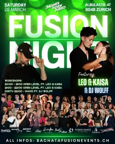 Fusion Dance Studio, Zurich – social dance night event — bachata, salsa, zouk, kizomba venue in Zurich