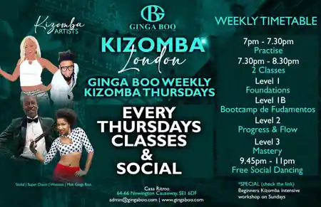 GingaBoo kizomba Thursday social dance night in London