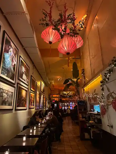 Cozy lounge interior with hanging lanterns at Verlaine bar in New York — salsa venue in New York