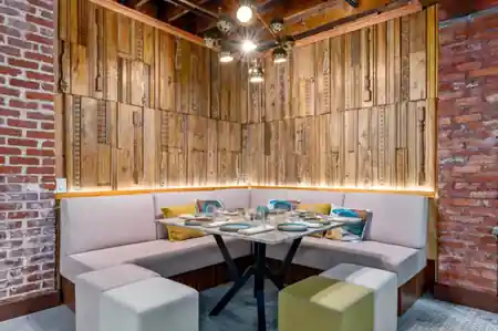 Sebastian Pintxos Bar dining area with elegant Spanish-inspired decor and cozy seating — salsa, bachata venue in Atlanta