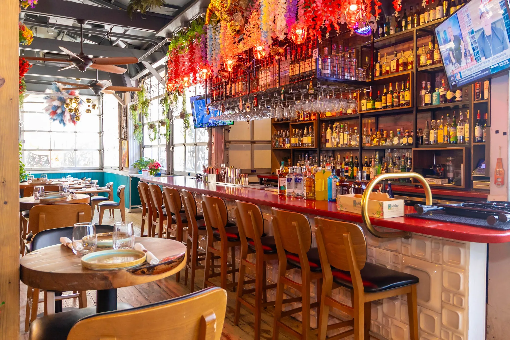 Colorful bar interior at Sebastián Pintxos Bar Atlanta