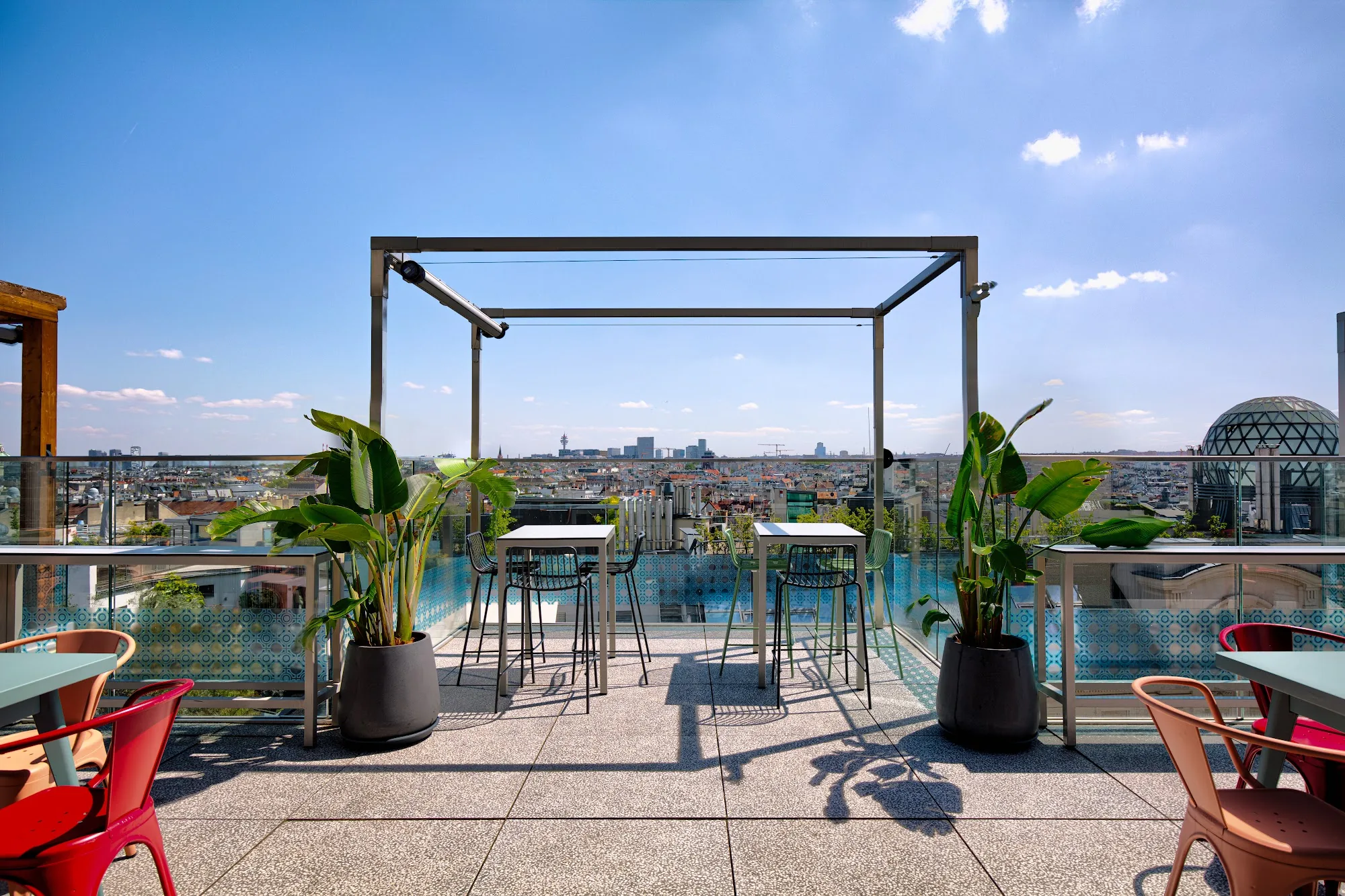 Rooftop terrace bar with city views at Jaz in the City Vienna Austria