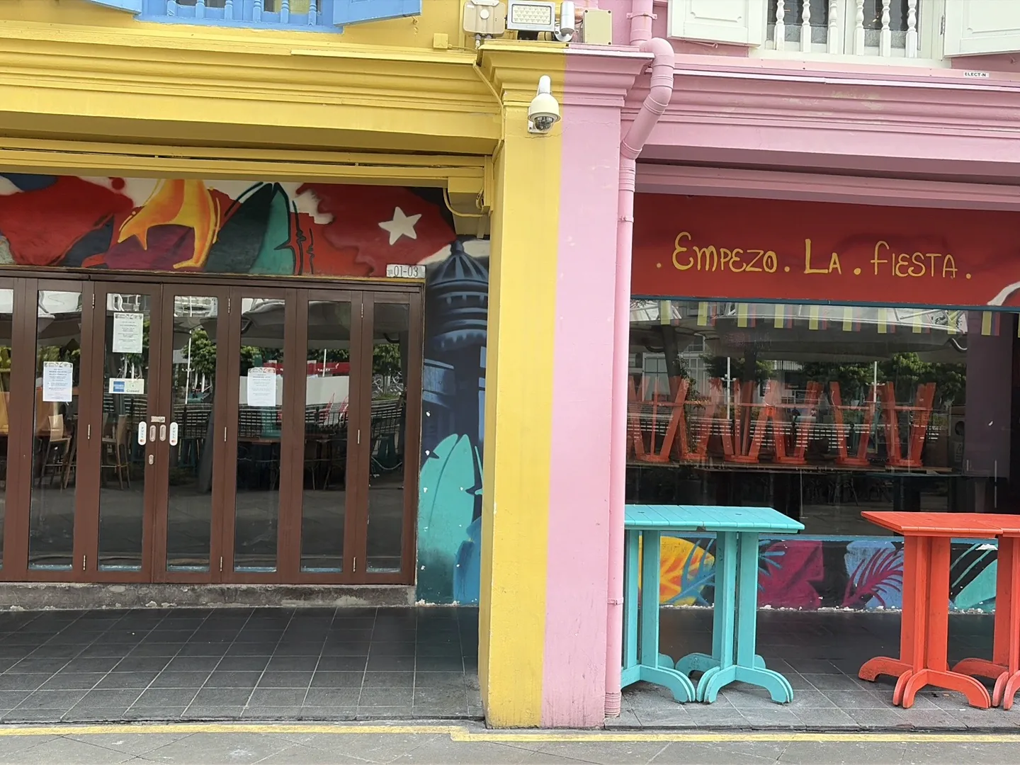 Cuba Libre Empezo la Fiesta branded exterior with murals Singapore