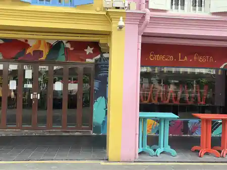 Cuba Libre Empezo la Fiesta branded exterior with murals Singapore — salsa, bachata venue in Singapore