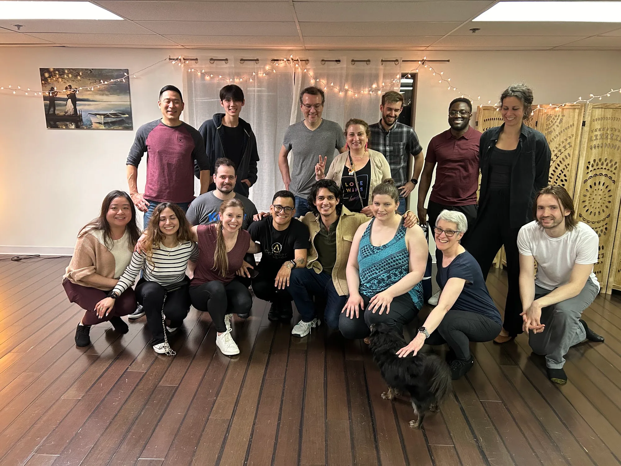 Group photo of the dance community inside the Bravo Dance School studio