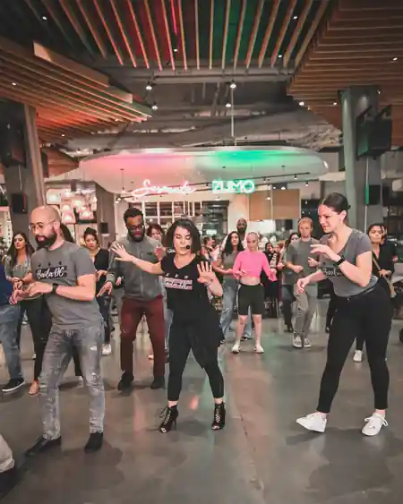 Baila DC dance community performing at La Cosecha Washington DC — salsa, bachata venue in Washington, D.C.