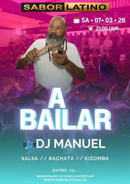Sabor Latino, Winterthur – A Bailar Latin dance night event flyer — salsa, bachata, kizomba venue in Winterthur