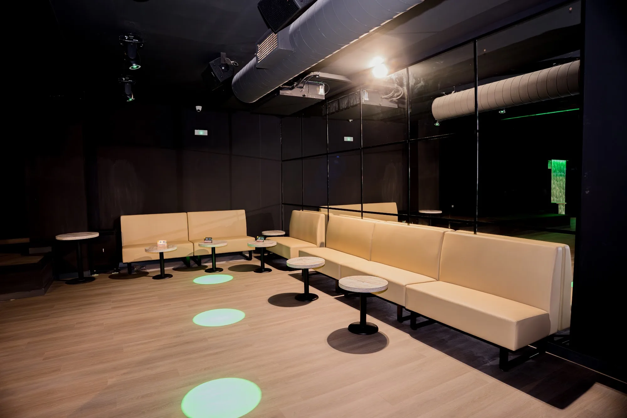 Empty modern club interior with stage lighting at Antilla Salsa, Barcelona